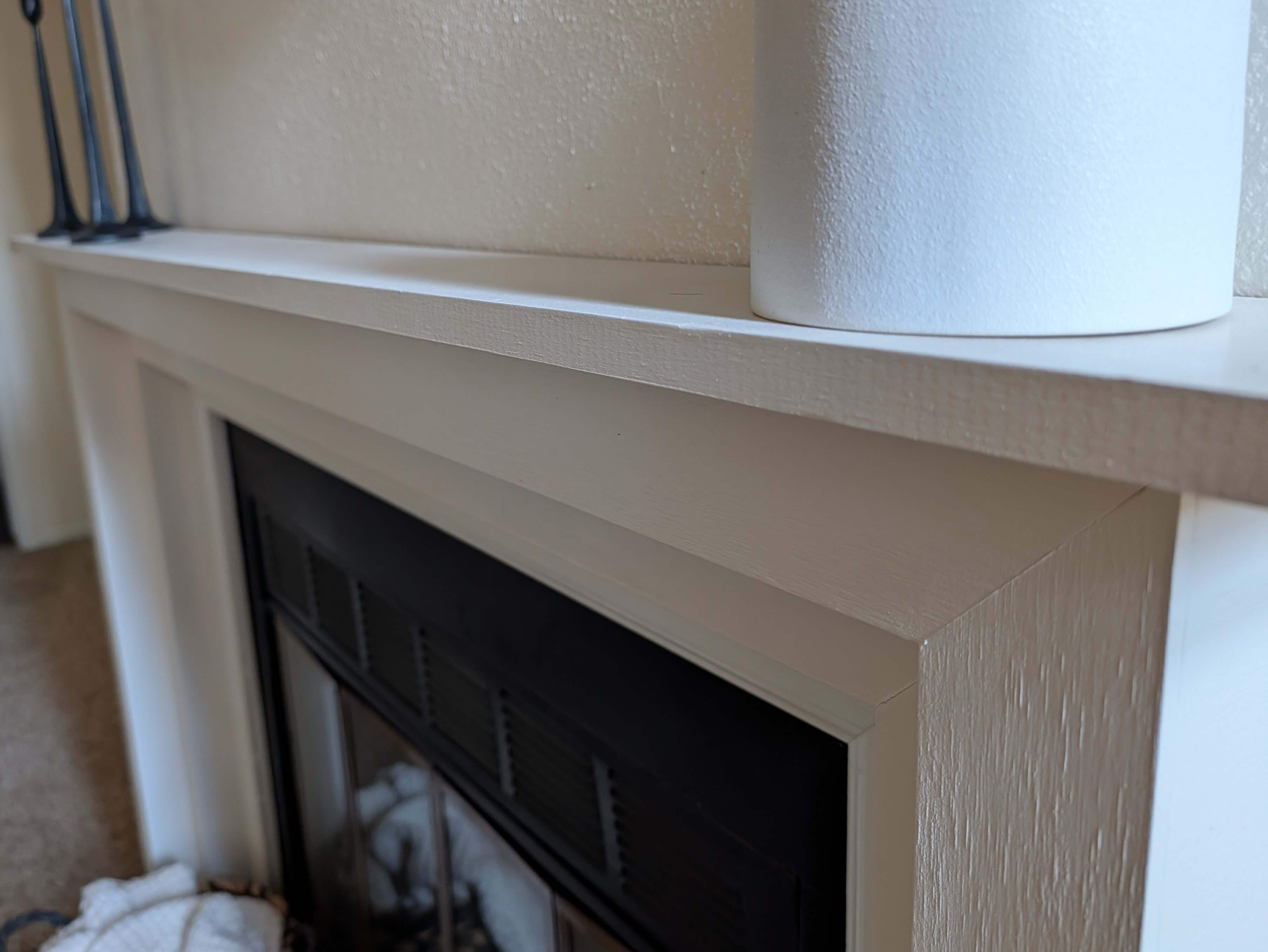 Custom built-in mantel over fireplace