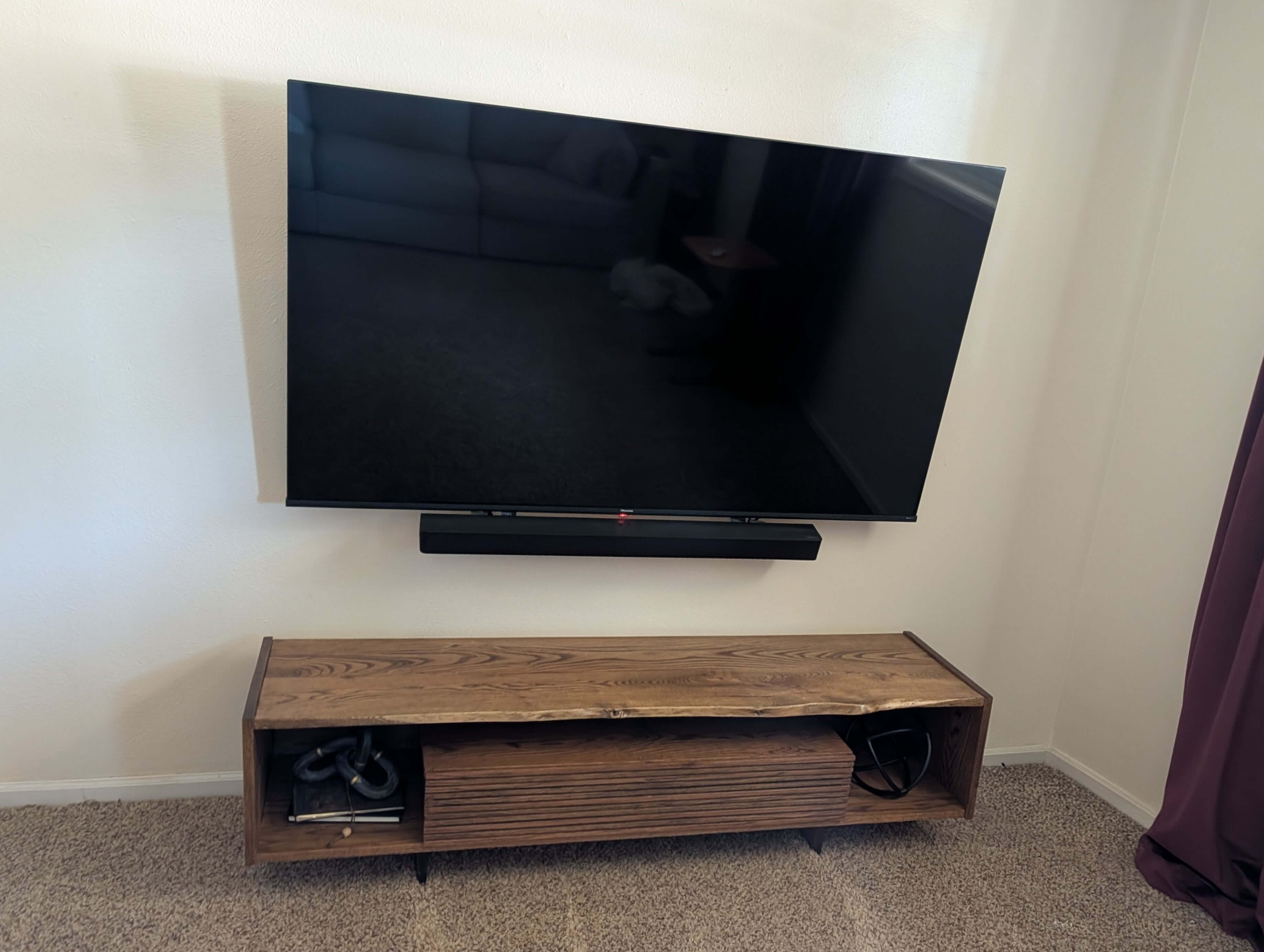 Custom live-edge TV console